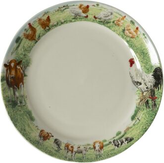 Wiebe van der Zee Wiebe's Farm Bord koe kip Ø18cm 6st multi
