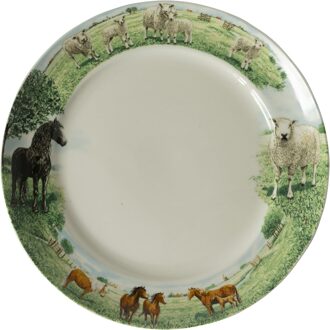 Wiebe van der Zee Wiebe's Farm Bord paard schaap Ø25cm 6st multi