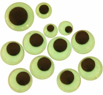 Wiebel oogjes - glow in the dark - 30x stuks - zelfklevend - hobby/DIY