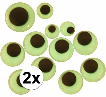 Wiebel oogjes glow in the dark - 60x stuks - zelfklevend - hobby/DIY