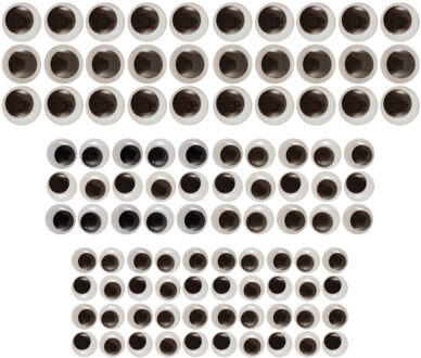 Wiebel oogjes - knutsel oogjes - bewegend - in 3 formaten - zak van 100x stuks Multi