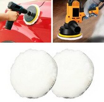 Wiel Auto Witte Polijsten Pad Wol 2Pcs 5    "Accessoire Buffer Kit Onderdelen