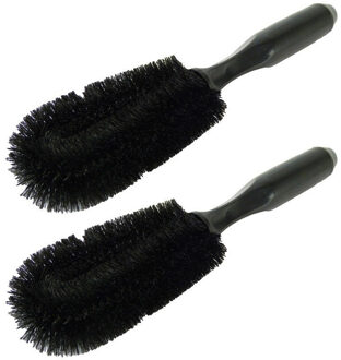 Wielborstel zwart 18 cm - 2x - Lakvriendelijke velgenborstel - Spaakborstel - Fiets/Auto borstel