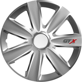 Wieldoppen GTX Carbon zilver 16 inch 4-delig set