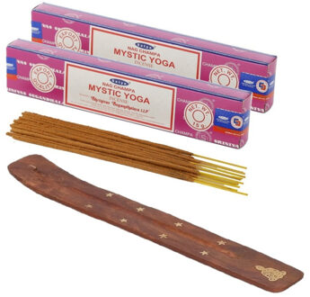 Wierook cadeaus set - houder en geurstokjes - Mystic Yoga geur - Meditatie