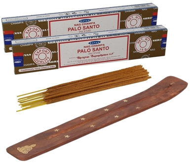 Wierook cadeaus set - houder en geurstokjes - Palo Santo geur - Meditatie