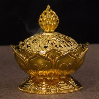 Wierookbrander Tibetaanse Lotus Spoel Wierook Brander Legering Brons Wierook Stok Houder Metalen Ambachtelijke Handgemaakte Wierookvat Kantoor Home Decor goud