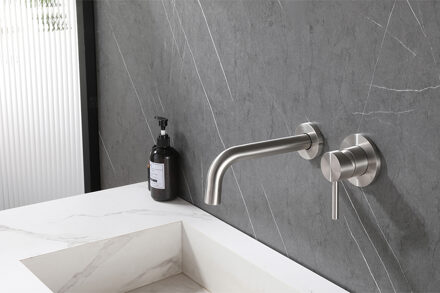 Wiesbaden 304 Wastafelkraan met Coldstart Inbouw Compleet - RVS