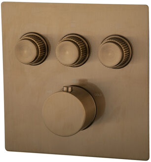 Wiesbaden Afbouwdeel Inbouwthermostaat Wiesbaden Caral Klik Pro 3-Weg Geborsteld Brons Koper