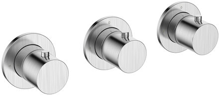 Wiesbaden Afbouwdeel Thermostatische Douchekraan Wiesbaden Caral Met 2 Stopkranen Geborsteld Staal PVD