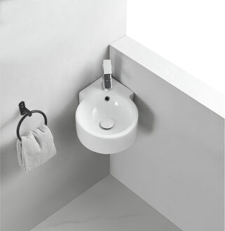 Wiesbaden Atlas - Hoekfontein - 44x27.5x12cm - Keramiek Glans Wit