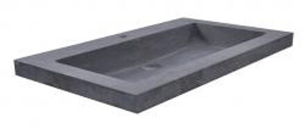 Wiesbaden B-stone hardstenen meubelwastafel met 1 kraangat 60x46x5 cm, zwart