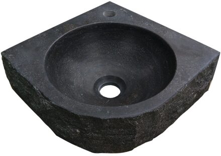 Wiesbaden B-stone hoekfontein hamerslag 30x30x10 cm met kraangat midden, zwart