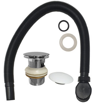 Wiesbaden Badafvoersifon met Clickwaste voor Solid Surface Bad - Chroom & Mat Wit