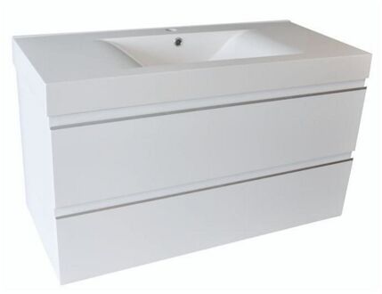 Wiesbaden Badkamermeubelset Wiesbaden Sigid 100x46x58 cm MDF Hoogglans Wit (1 kraangat, 2 lades)