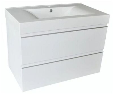 Wiesbaden Badkamermeubelset Wiesbaden Sigid 80x46x58 cm MDF Hoogglans Wit (1 kraangat, 2 lades)