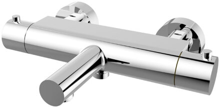 Wiesbaden Badkraan Wiesbaden Style 15cm Hartafstand Mengkraan Opbouw Rond Cooltouch Chroom 2 Greeps met Uitloop