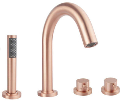 Wiesbaden Caral 4 gats badrandkraan thermostatisch afbouwset geborsteld koper inclusief inbouwdeel SW440372/SW68919 Koper geborsteld