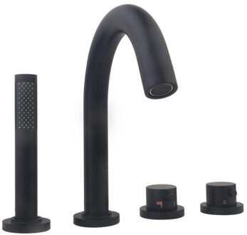 Wiesbaden Caral 4-gats badrandthermostaat afbouwset met inbouwdeel zwart sw68919/sw158725 Zwart mat