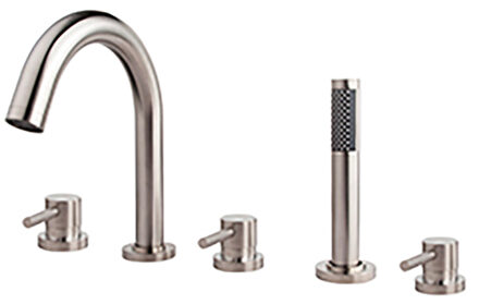 Wiesbaden Caral 5-Gats Badrandcombinatie Geborsteld Staal - Luxe Badkraan Set