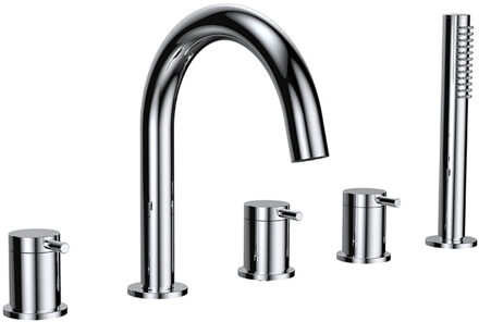 Wiesbaden Caral 5-gats badrandkraan met handdouche, chroom