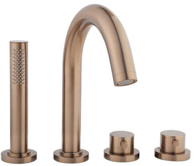 Wiesbaden Caral afbouwdeel badrandthermostaat 4-gats geborsteld brons koper PVD 29.6989