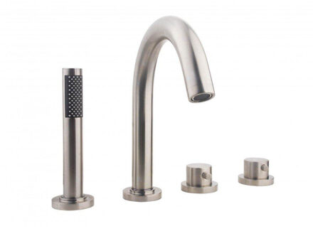 Wiesbaden Caral badrandkraan thermostatisch 4 gats afbouwset met inbouwdeel geborsteld staal sw68783/sw68919 Staal geborsteld (RVS)