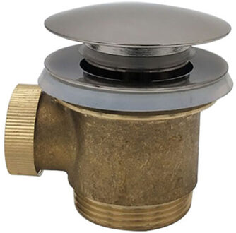 Wiesbaden Caral Clickwaste Afvoerplug - Vrijstaand Bad - 1 1/2" - Geborsteld Staal