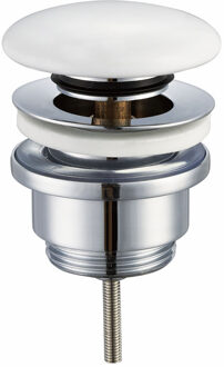 Wiesbaden Caral Glanzende Keramische Clickwaste Afvoerplug 5/4 inch Wit