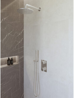 Wiesbaden Caral Inbouwthermostaat compleet met Hoofddouche (25cm) en Staafhanddouche - Chroom