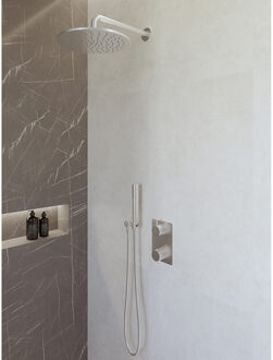 Wiesbaden Caral Inbouwthermostaat compleet met Hoofddouche (30cm) en Staafhanddouche - Chroom