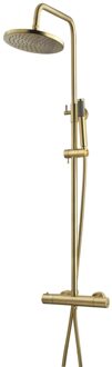 Wiesbaden Caral Thermostatische Doucheopbouwset 20 cm. - Goud Look - Geborsteld Messing