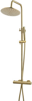 Wiesbaden Caral Thermostatische Regendoucheset - Opbouw - Geborsteld Messing PVD