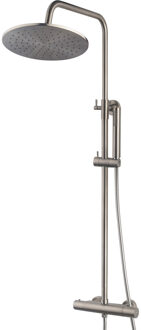 Wiesbaden Caral Thermostatische Regendoucheset - Opbouw - Geborsteld Staal PVD