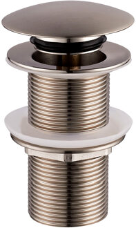 Wiesbaden Caral Verlengde Clickwaste Afvoerplug 5/4" Geborsteld Staal
