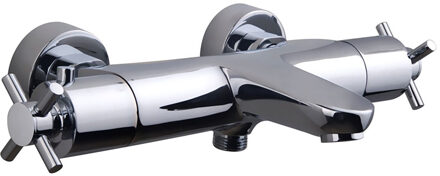 Wiesbaden Caral Vrijstaande Thermostatische Badmengkraan - Mat Zwart & Chroom