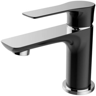 Wiesbaden Casma wastafelkraan zwart-chroom laag