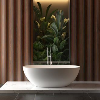 Wiesbaden Chiek Vrijstaand Ligbad - 165x75cm - Solid Surface - Mat Wit