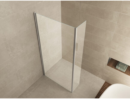 Wiesbaden Comfort Zijwand met Hoekprofiel - 300x2000x10mm - NANO - Helder Glas/Chroom