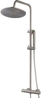 Wiesbaden Douche-Opbouwset Caral met Thermostaatkraan Geborsteld Staal PVD Coating