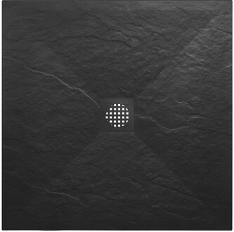Wiesbaden Douchebak Wiesbaden Stonea Antislip Composiet 90x90x3 cm Inkortbaar Mat Zwart