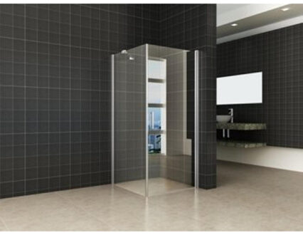 Wiesbaden Douchecabine Swingdeur met Zijwand (90x90x200) Chroom 8mm Glas NANO Anti-Kalk