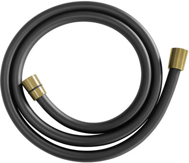 Wiesbaden Doucheslang - Kunststof - 150cm - Mat Zwart/Geborsteld Messing