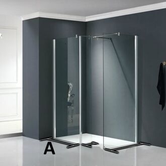 Wiesbaden Douchewand deel A 100x200cm muurprofiel NANO coating Wit Chroom