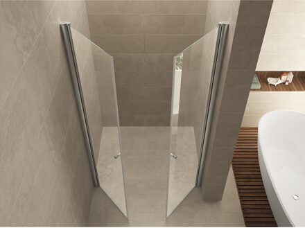 Wiesbaden dubbele pendeldeur in nis - 90x200cm - Douchedeur - 6 mm NANO Glas