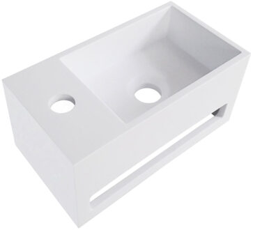 Wiesbaden Fontein met Handdoekhouder Wiesbaden Solid Surface 35.6x20.3x15.9 cm (kraangat links of rechts) Mat Wit