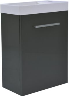 Wiesbaden Fonteinkast Vision met Mineraalmarmer Fontein 40cm Hoogglans Grijs