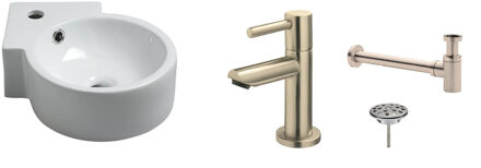 Wiesbaden FonteinPack Atlas Keramische 44x28 cm RVS (Keuze uit 8 kranen) Wit