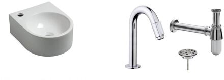 Wiesbaden FonteinPack Erato Keramiek 34x27 cm Chroom (Keuze uit 20 kranen) Wit