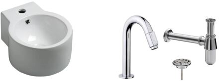 Wiesbaden FonteinPack Kronos Keramiek 35x28 cm Chroom (Keuze uit 20 kranen) Wit